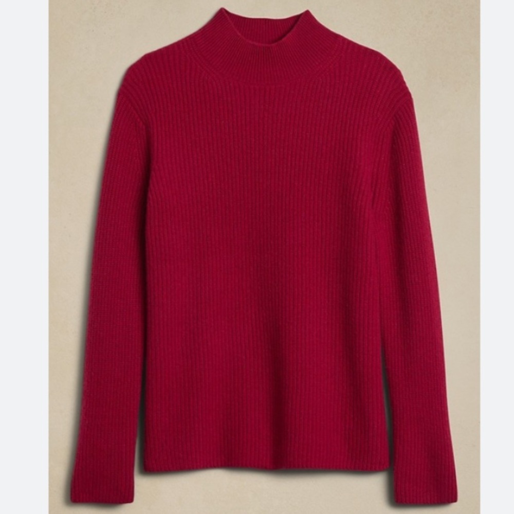 Banana Republic mock neck red cashmere sweater sz L